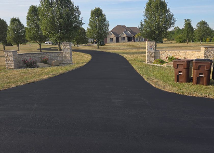 freshly sealed residential driveway