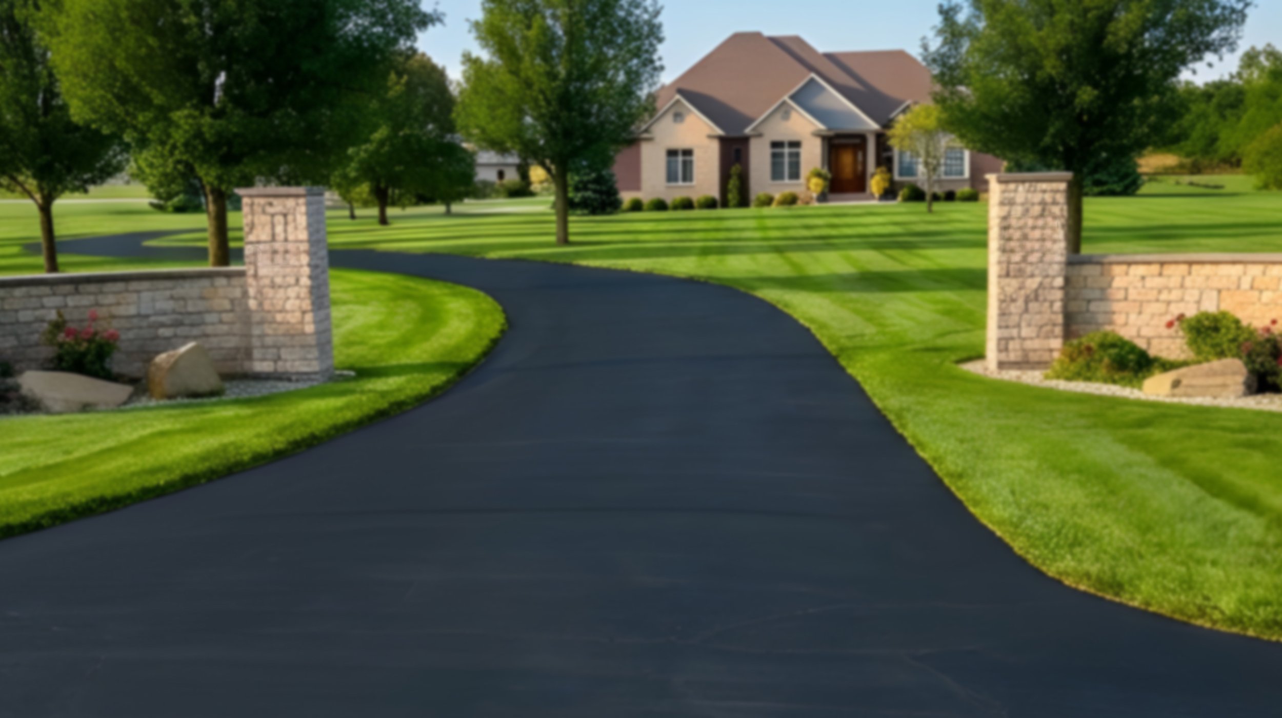 freshly paved asphalt driveway
